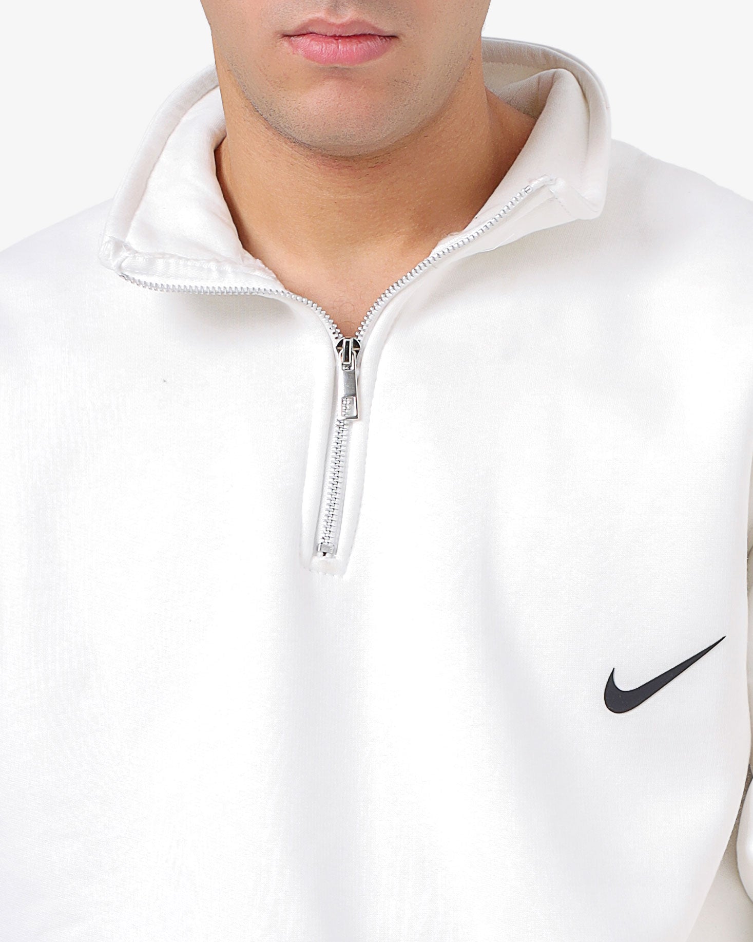 Men’s White Quarter-Zip Sweatshirt