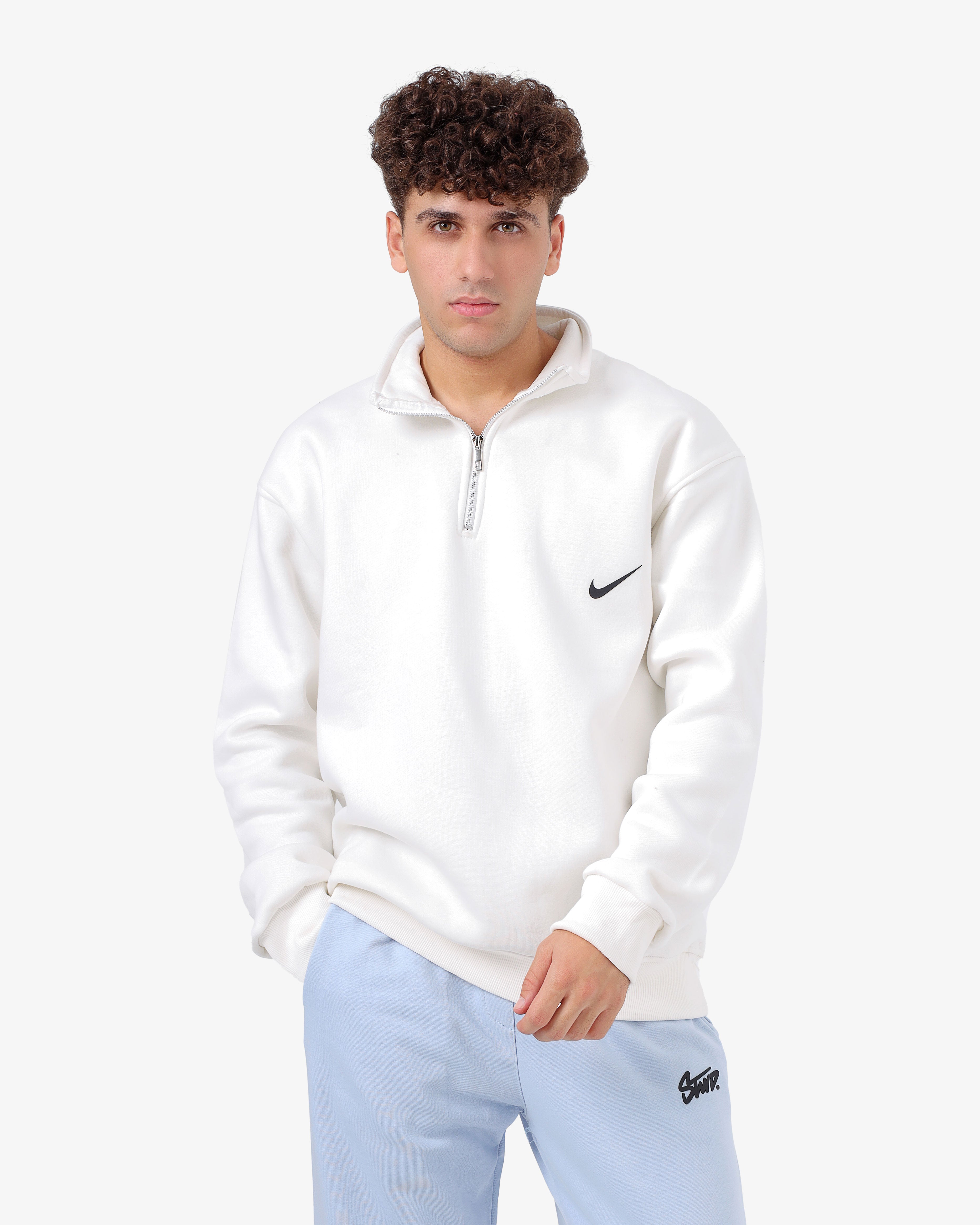 Men’s White Quarter-Zip Sweatshirt